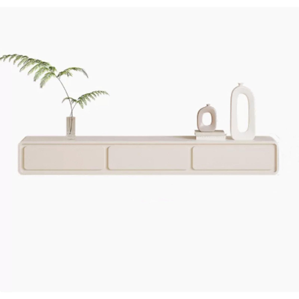 Cream White Floating TV Stand with Drawers V20008