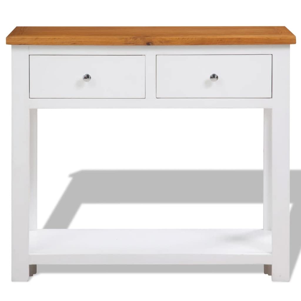 Console Table with Drawers Solid Oak Wood U29058