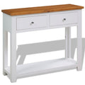 Console Table with Drawers Solid Oak Wood U29058