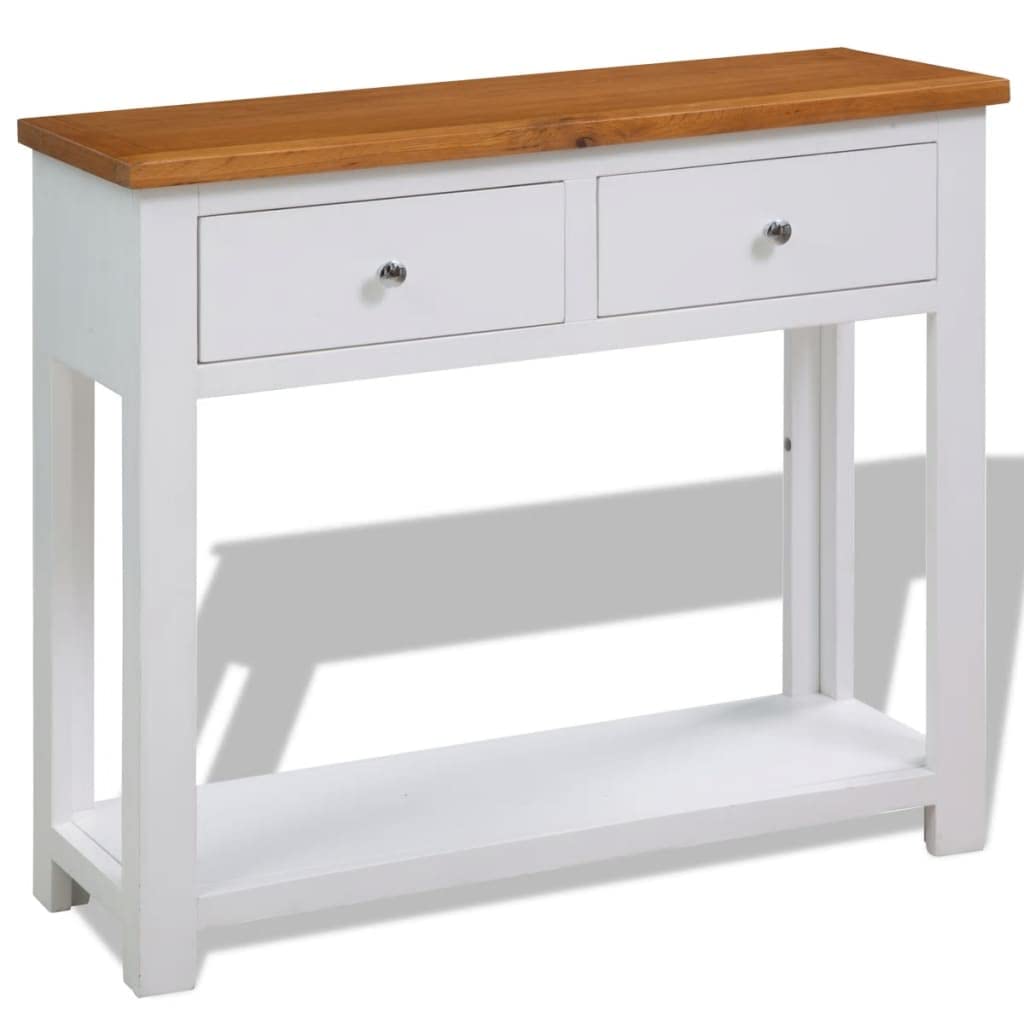 Console Table with Drawers Solid Oak Wood U29058