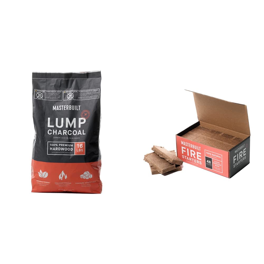 16 lb Lump Charcoal + 48 Fire Starters Bundle U5500
