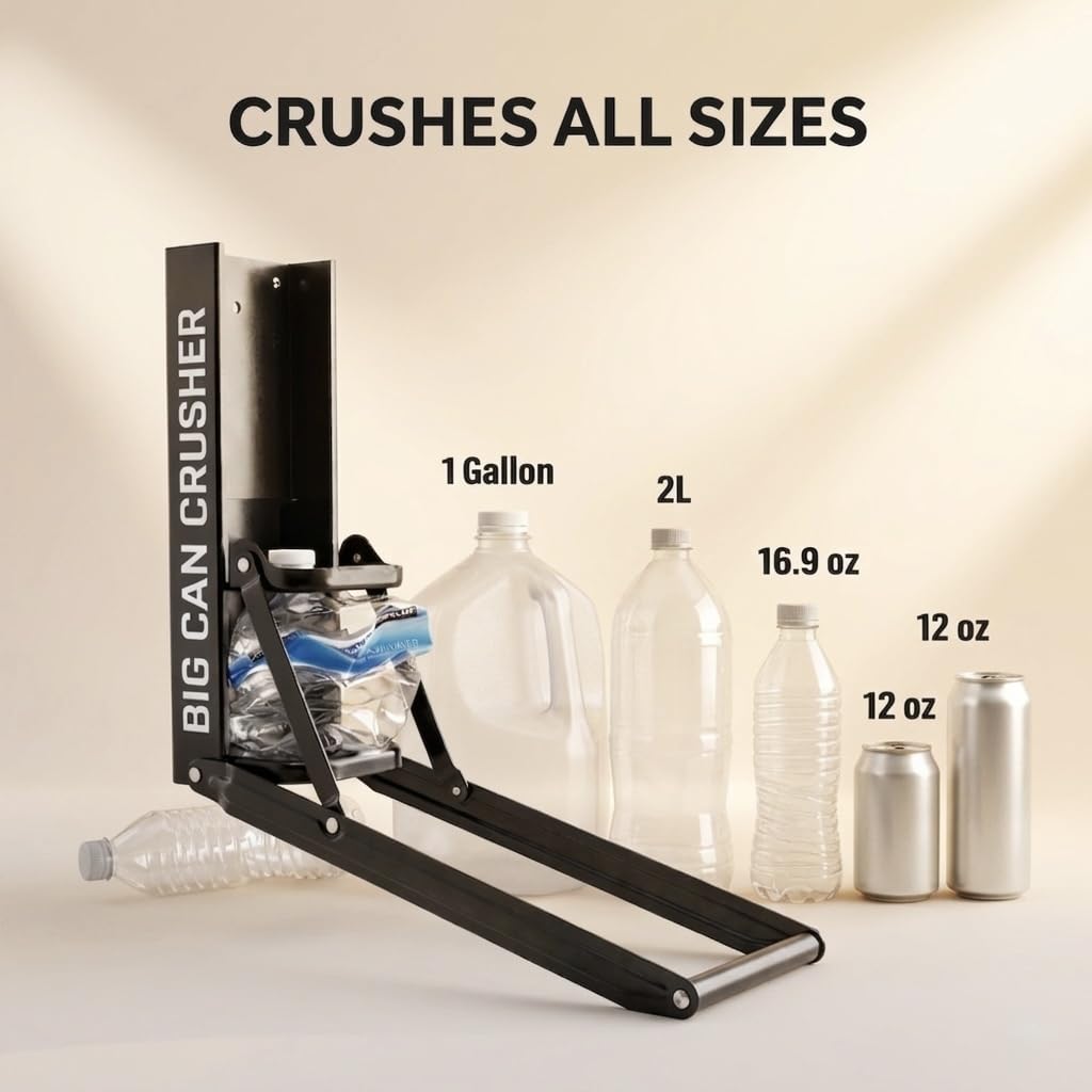 Heavy Duty Metal Can Crusher Bottle Crusher, Wall Mounted, Black X45127