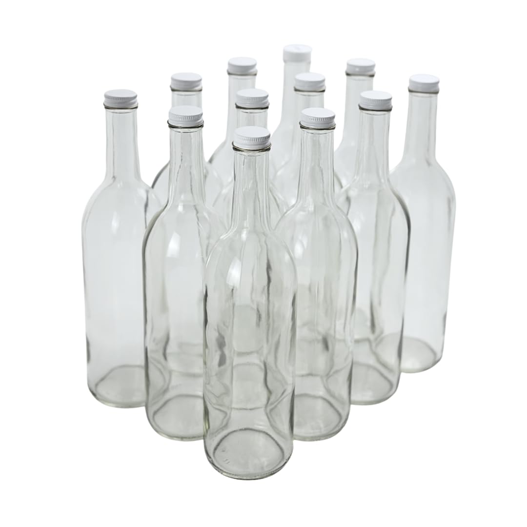 750ml Clear Glass Bottles with Lids 12-Pack J3030