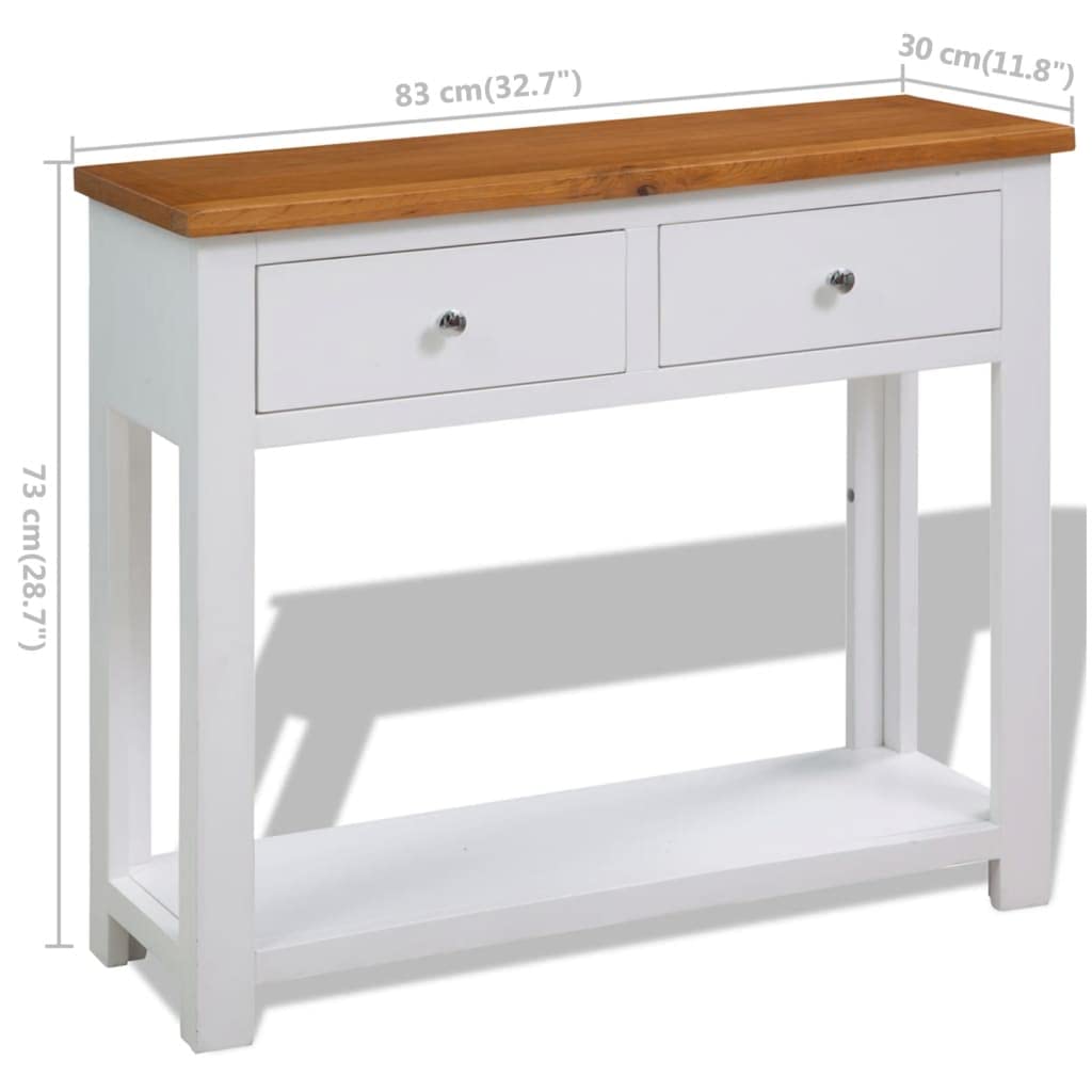 Console Table with Drawers Solid Oak Wood U29058
