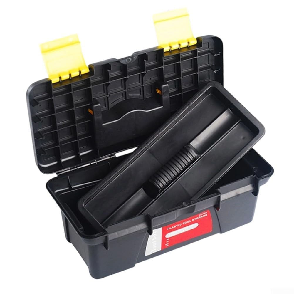 10 Inch Black Plastic Toolbox with Dual Layer Organization L6366