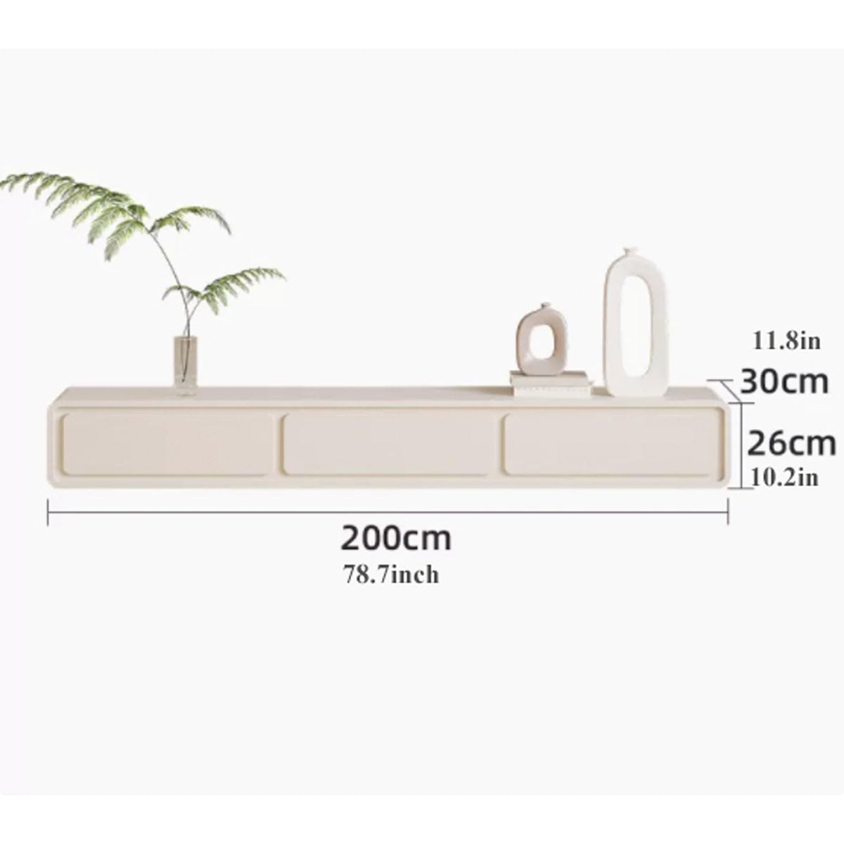 Cream White Floating TV Stand with Drawers V20008