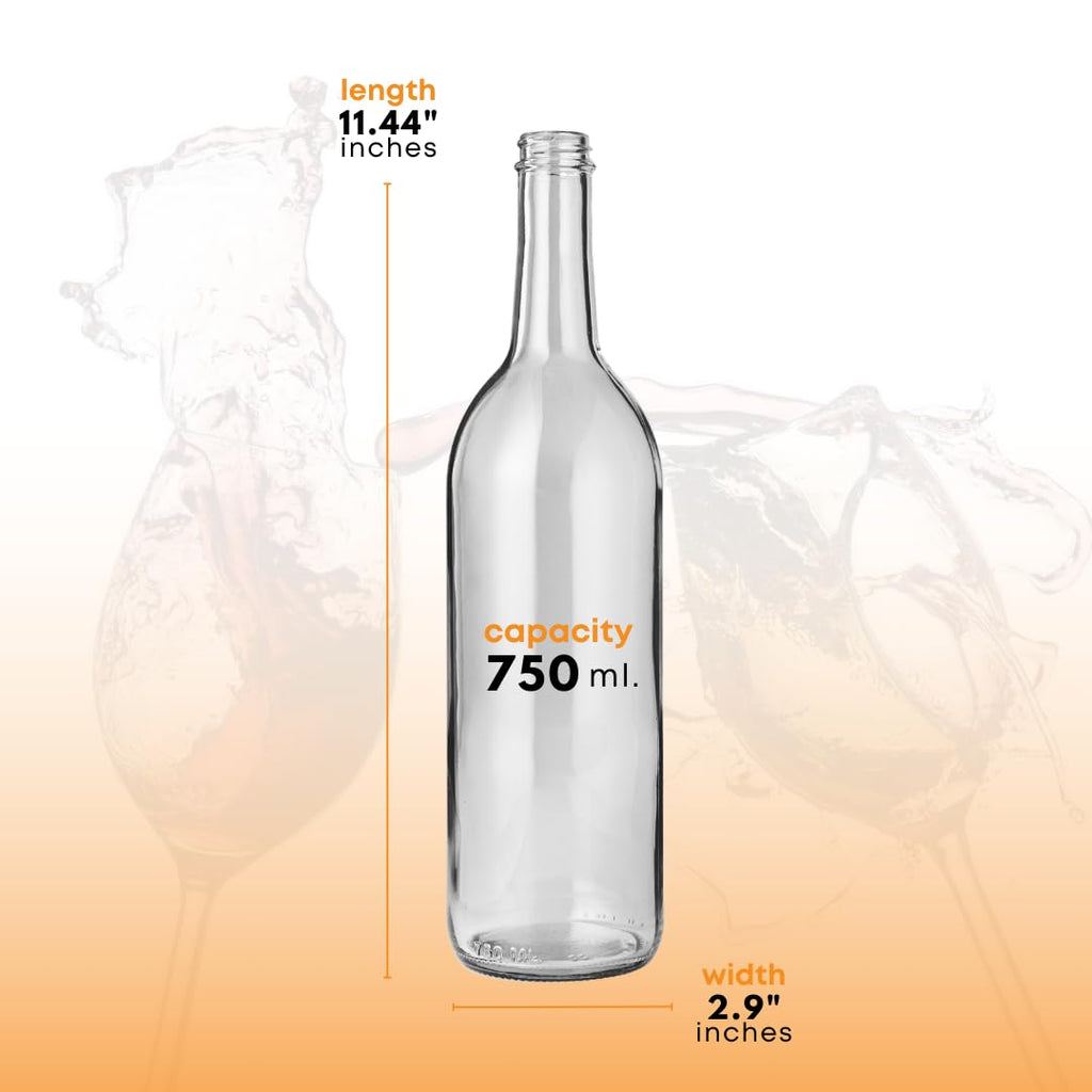 750ml Clear Glass Bottles with Lids 12-Pack J3030