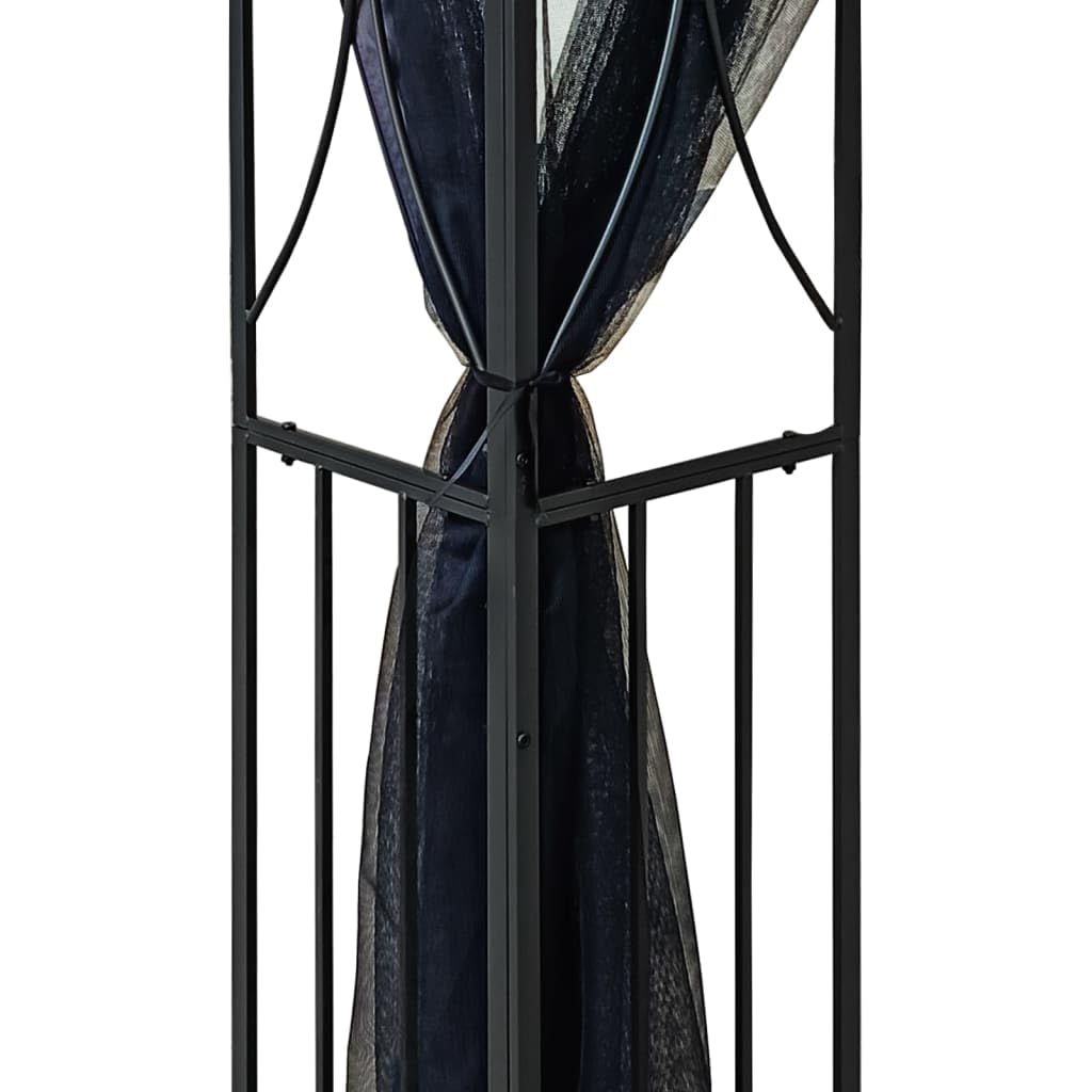 Steel Gazebo with Mesh Sidewalls Double-Tiered Roof N861355
