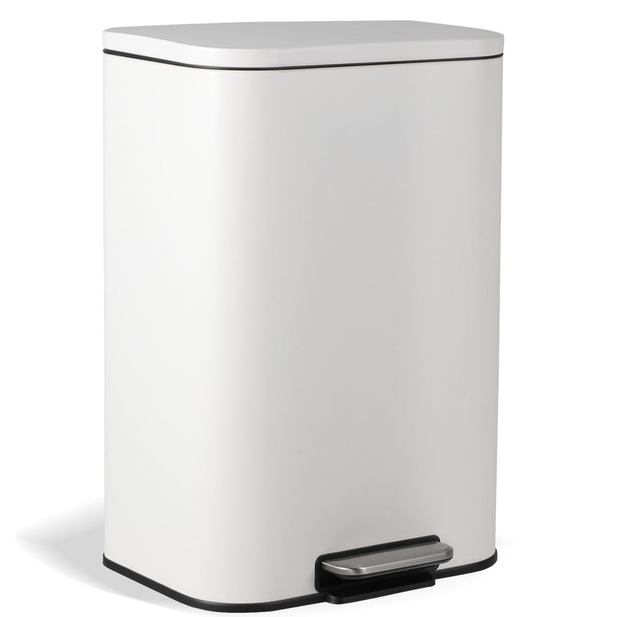 13.2 Gallon White Stainless Steel Step Trash Can Y84999