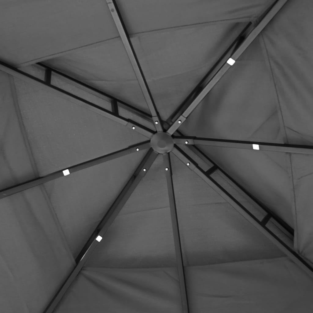 Steel Gazebo with Mesh Sidewalls Double-Tiered Roof N861355
