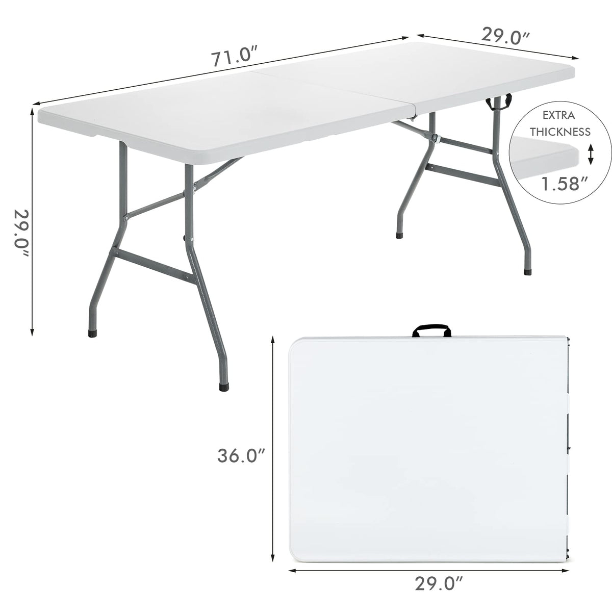 6ft White Folding Table U82725