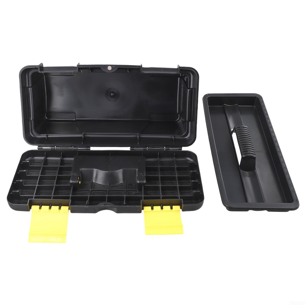 10 Inch Black Plastic Toolbox with Dual Layer Organization L6366