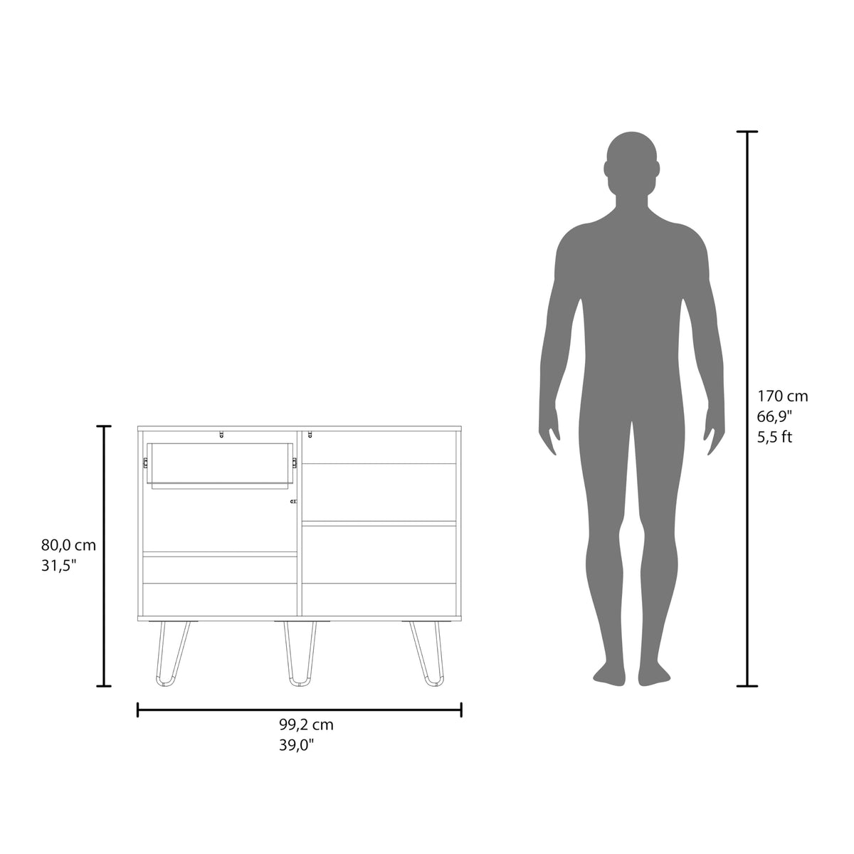 39" Wide Console Table with Two Cabinets, One Drawer and Four Shelves I485