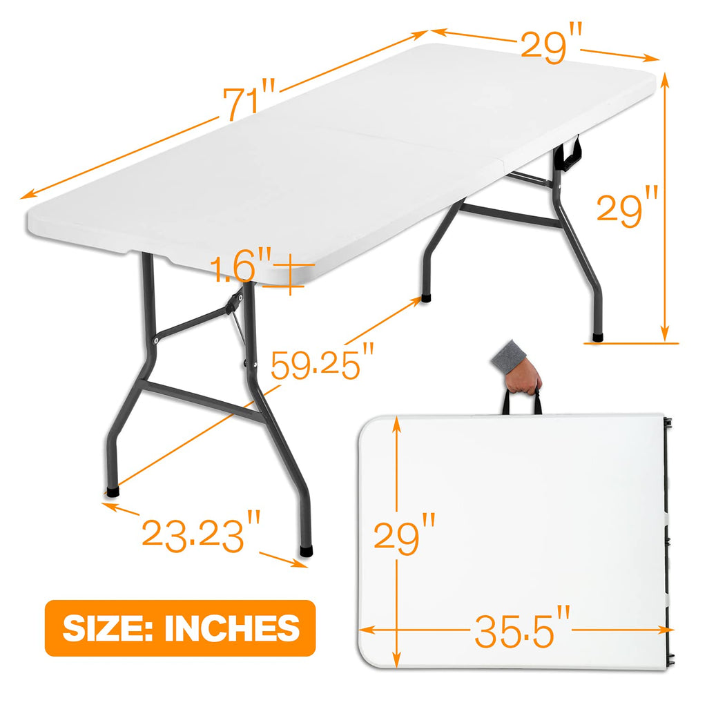 White 6 ft Folding Portable Table 500 lbs Capacity N357357