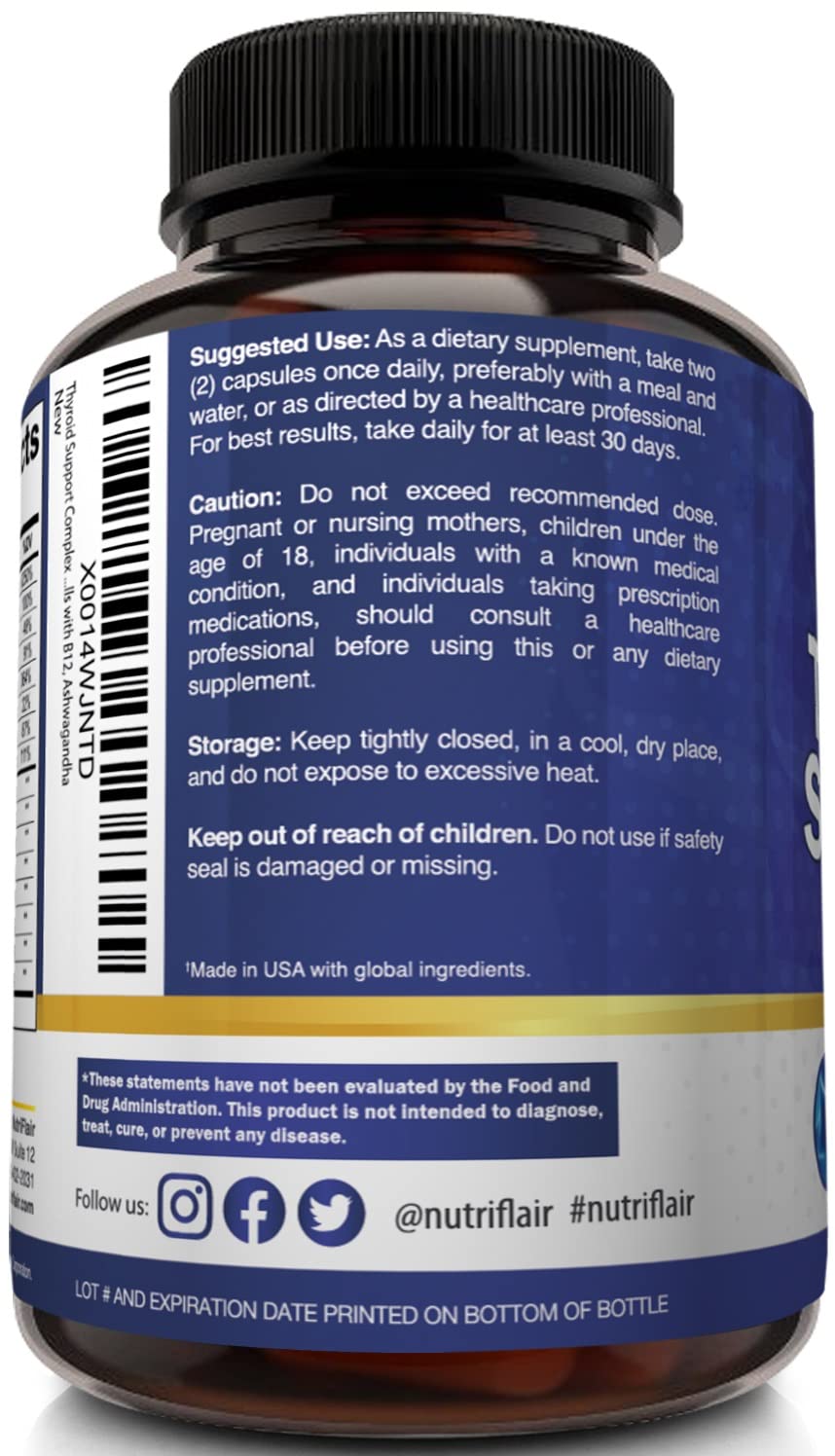 Thyroid Support Complex with Iodine, B12 & Ashwagandha, 120 Caps V784