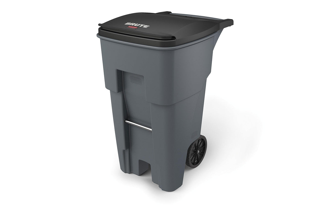 65 Gal Plastic Trash Can with Wheels O375842
