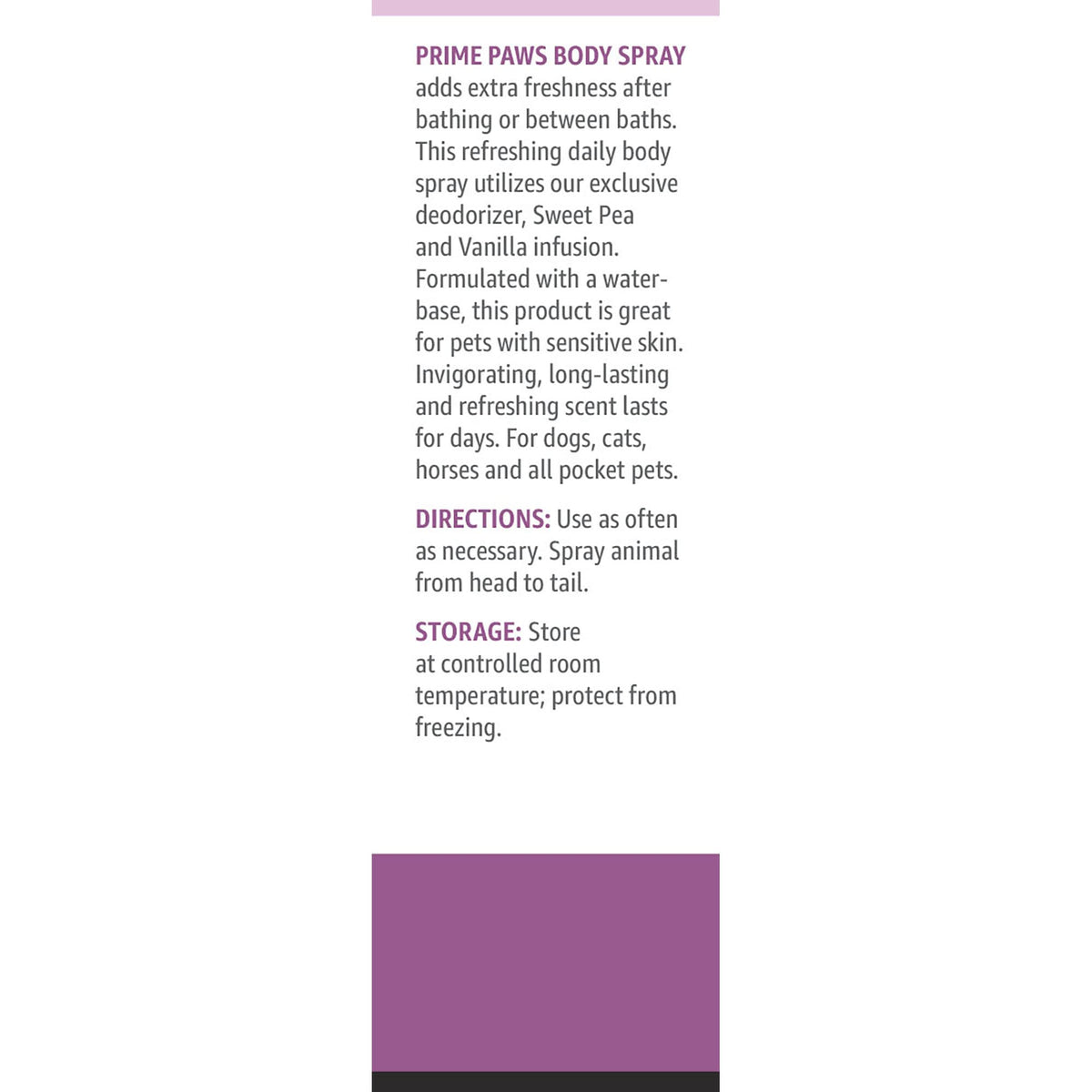 Sweet Pea & Vanilla Scent 8 oz Pet Body Spray Z684