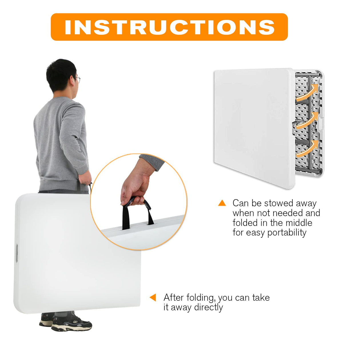 White 6 ft Folding Portable Table 500 lbs Capacity N357357