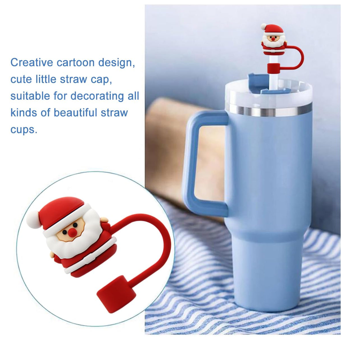 Straw Cover Cap for 30&40 Oz Tumbler, 10mm Reusable Straw Tips Lids N9489
