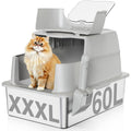 XXXL Stainless Steel Cat Litter Box with Lid D35208