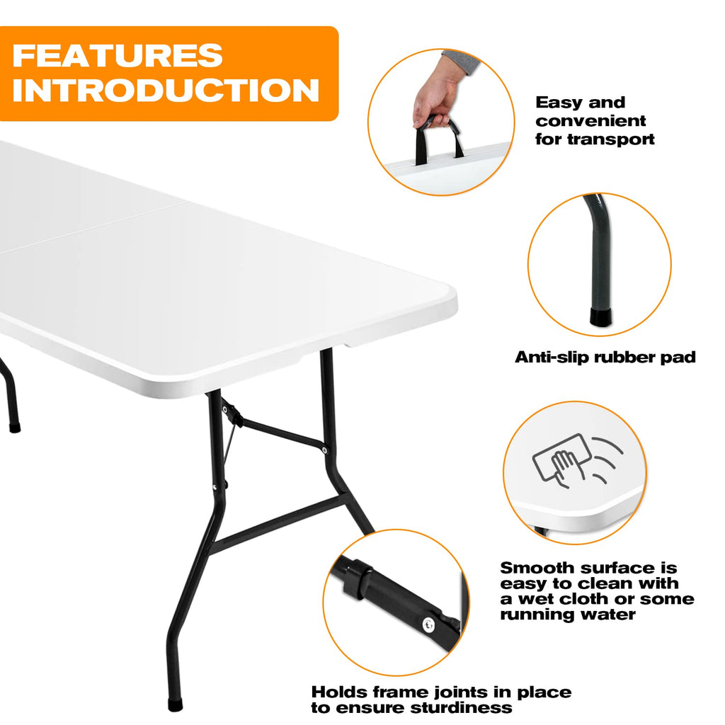 White 6 ft Folding Portable Table 500 lbs Capacity N357357