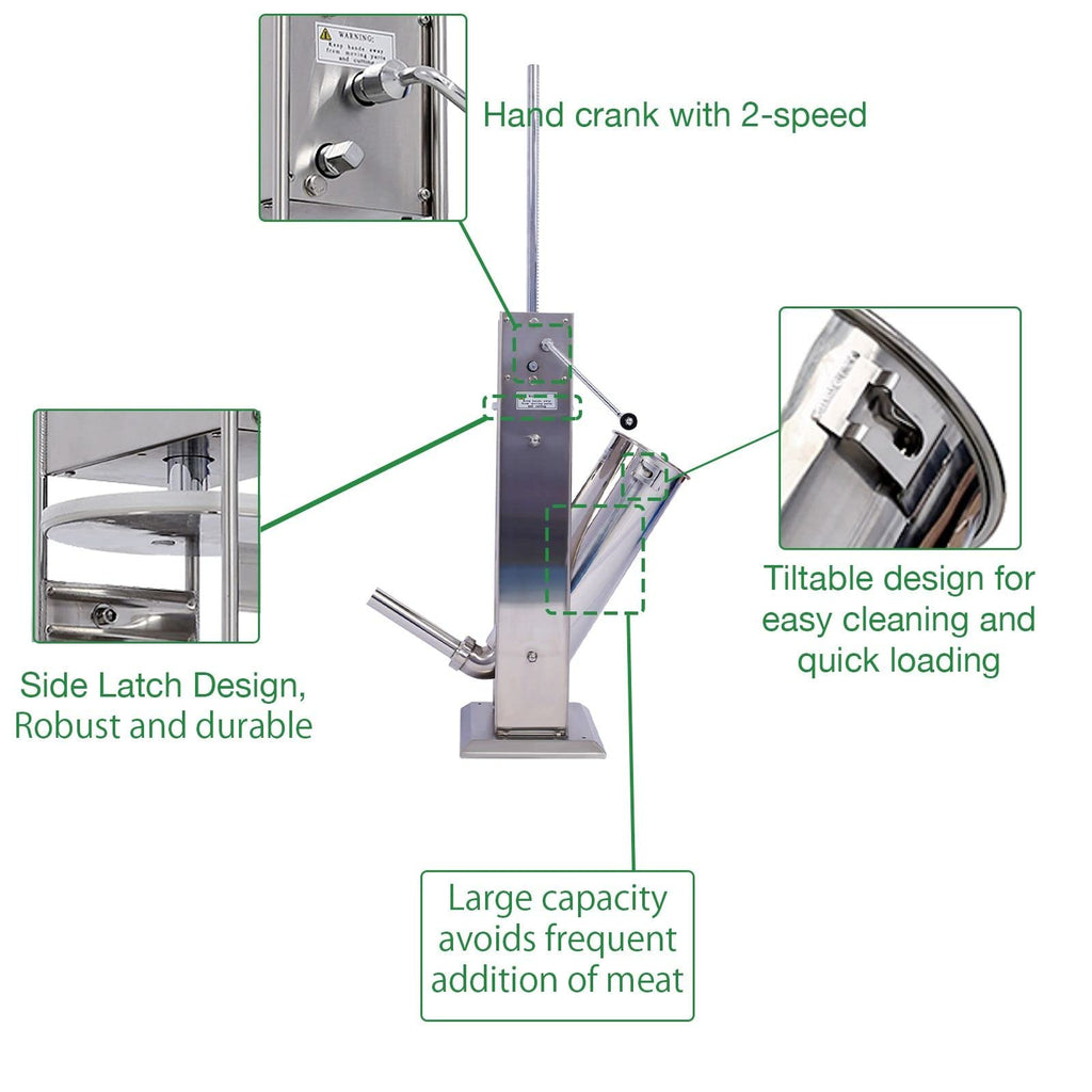 Stainless Steel 2 Speed Vertical Sausage Stuffer with 4 Nozzles H452