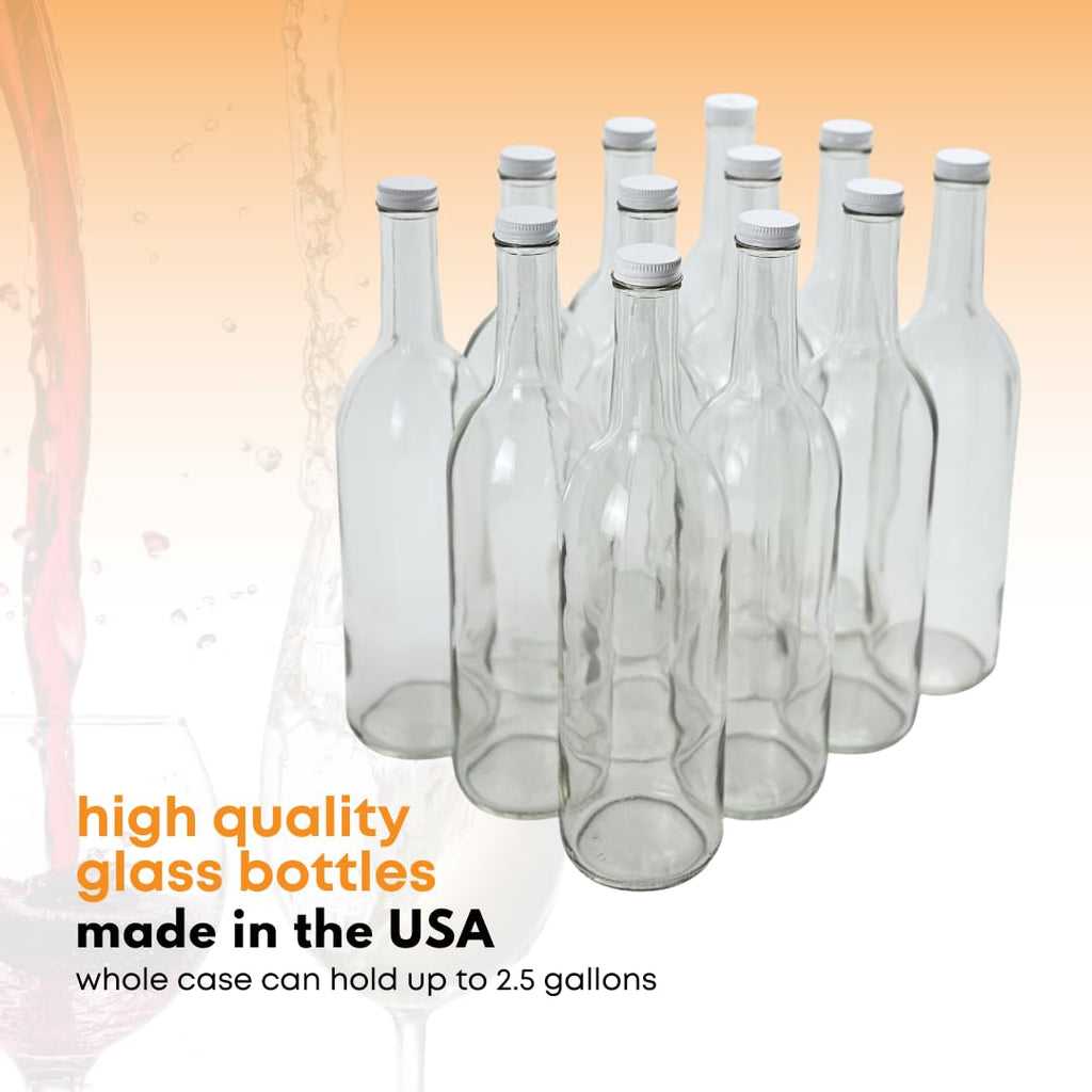 750ml Clear Glass Bottles with Lids 12-Pack J3030