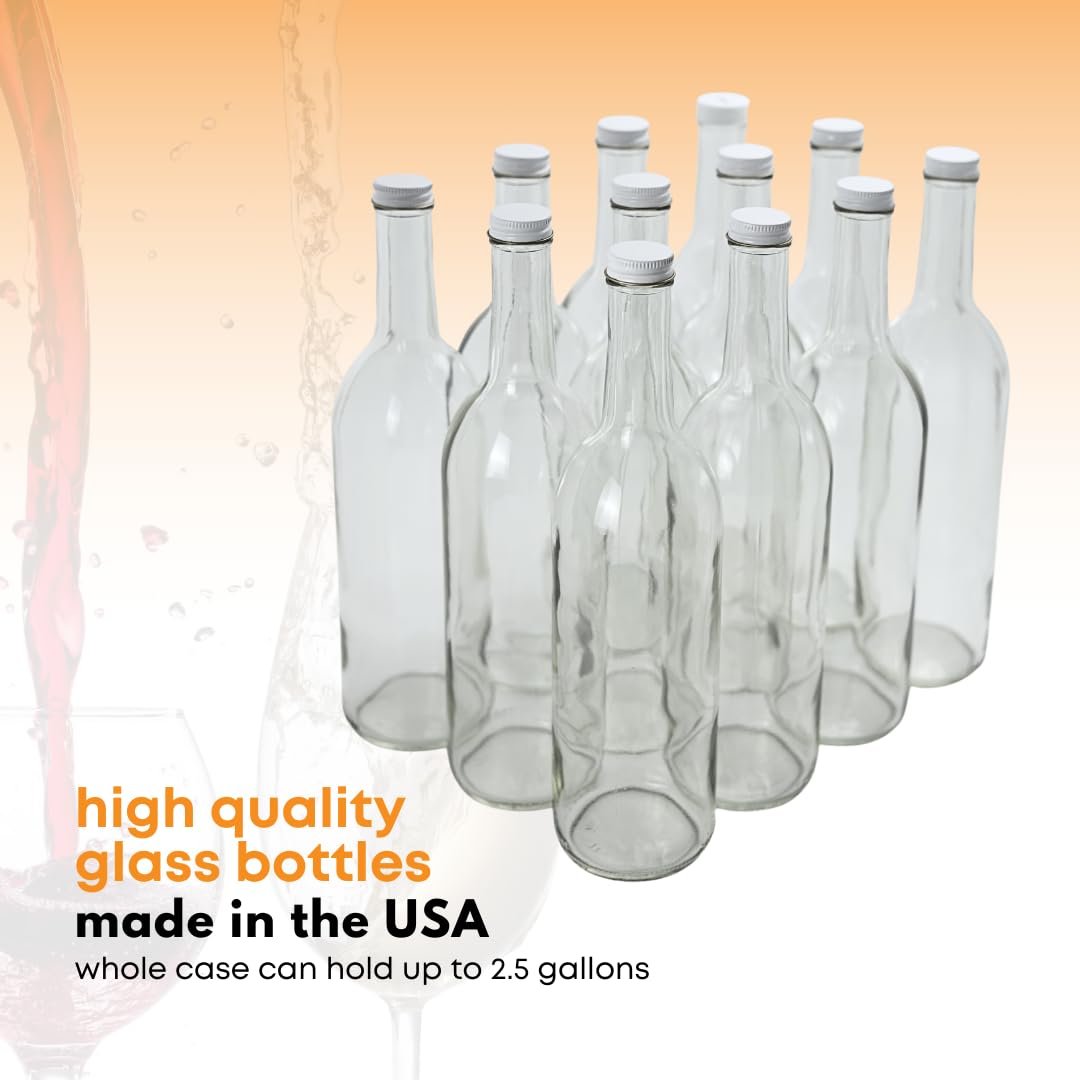 750ml Clear Glass Bottles with Lids 12-Pack J3030