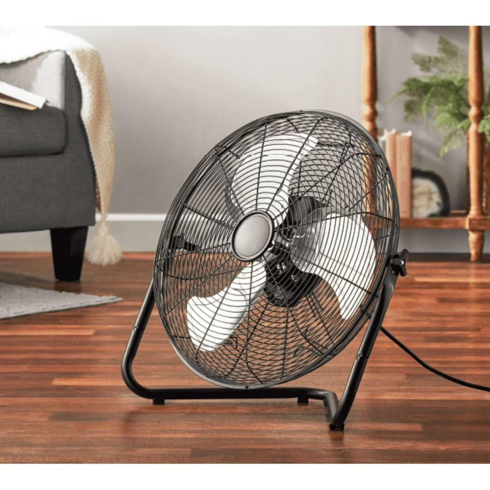 20 Inch 3-Speed Black Metal Floor Fan H891655