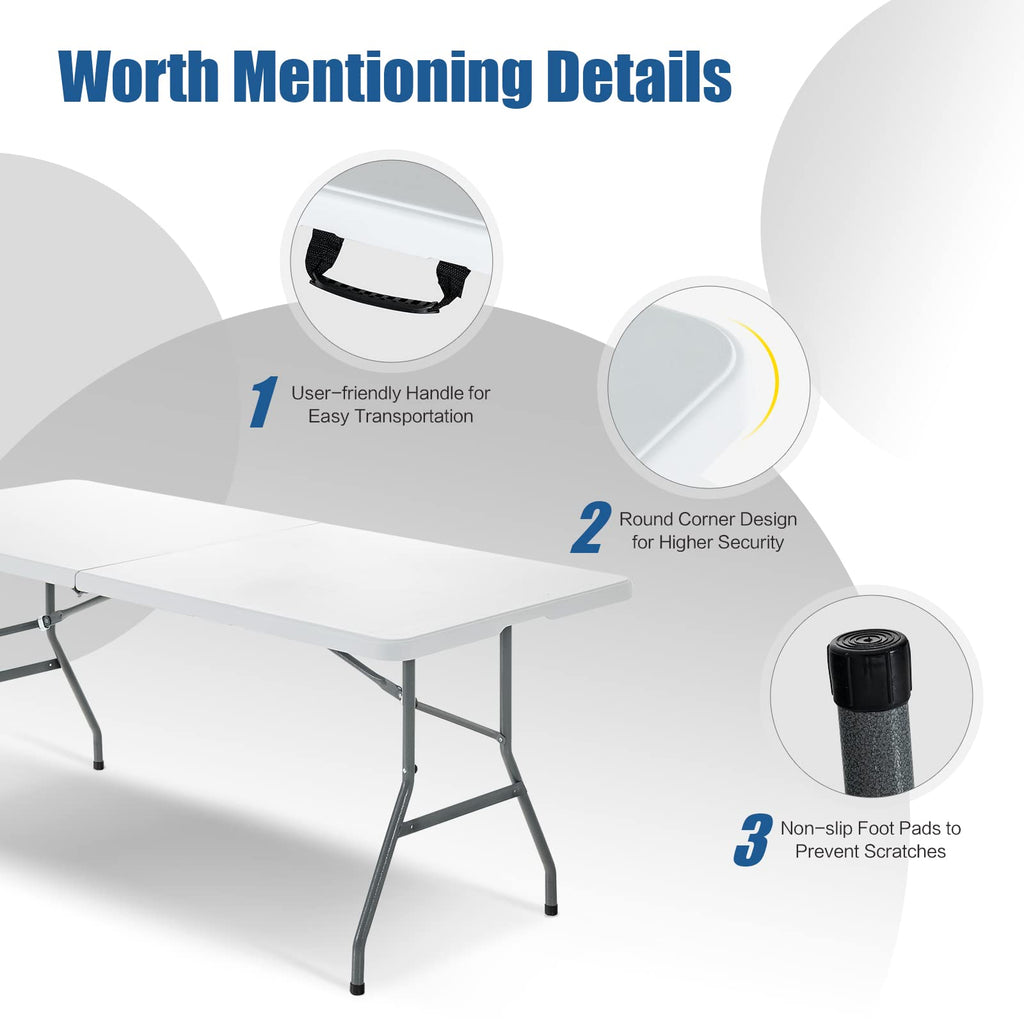 6ft White Folding Table U82725