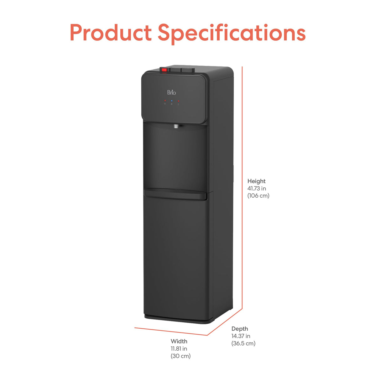 Bottom Load Water Cooler Dispenser, 5 Gallon, Black W3851