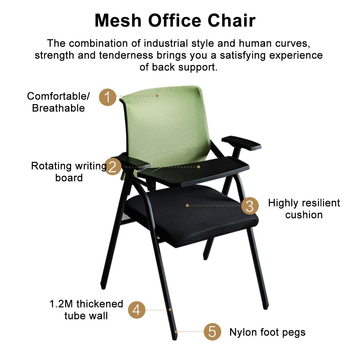 Grey Mesh Conference Chair with Desk D2756