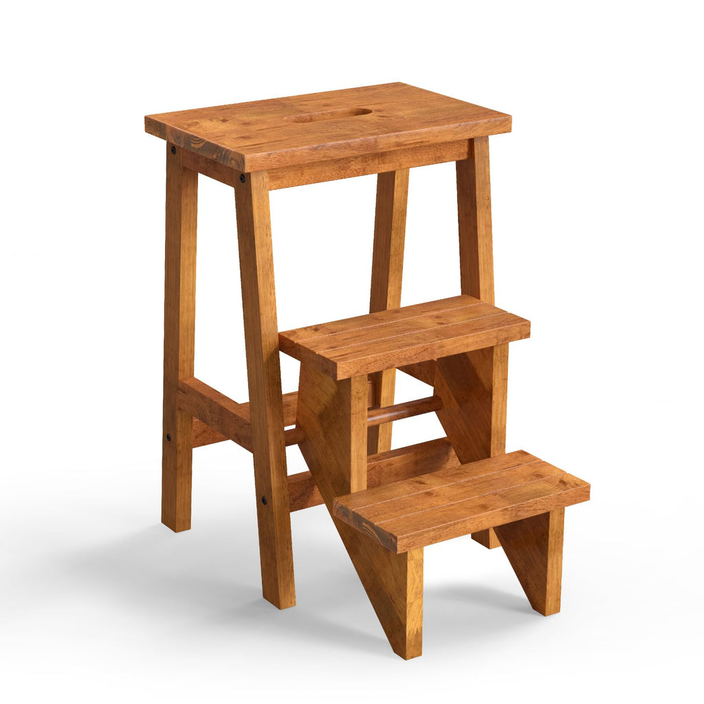 3 Tier Wood Step Ladder with Anti-Slip W334153