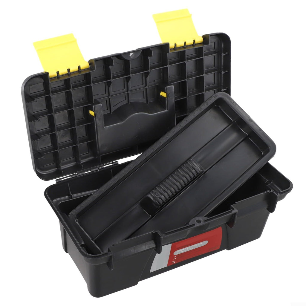 10 Inch Black Plastic Toolbox with Dual Layer Organization L6366