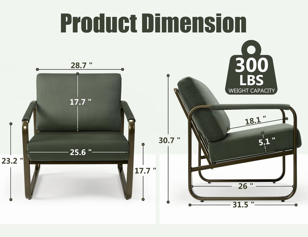 Set of 2 Green Fabric Accent Chair S6613