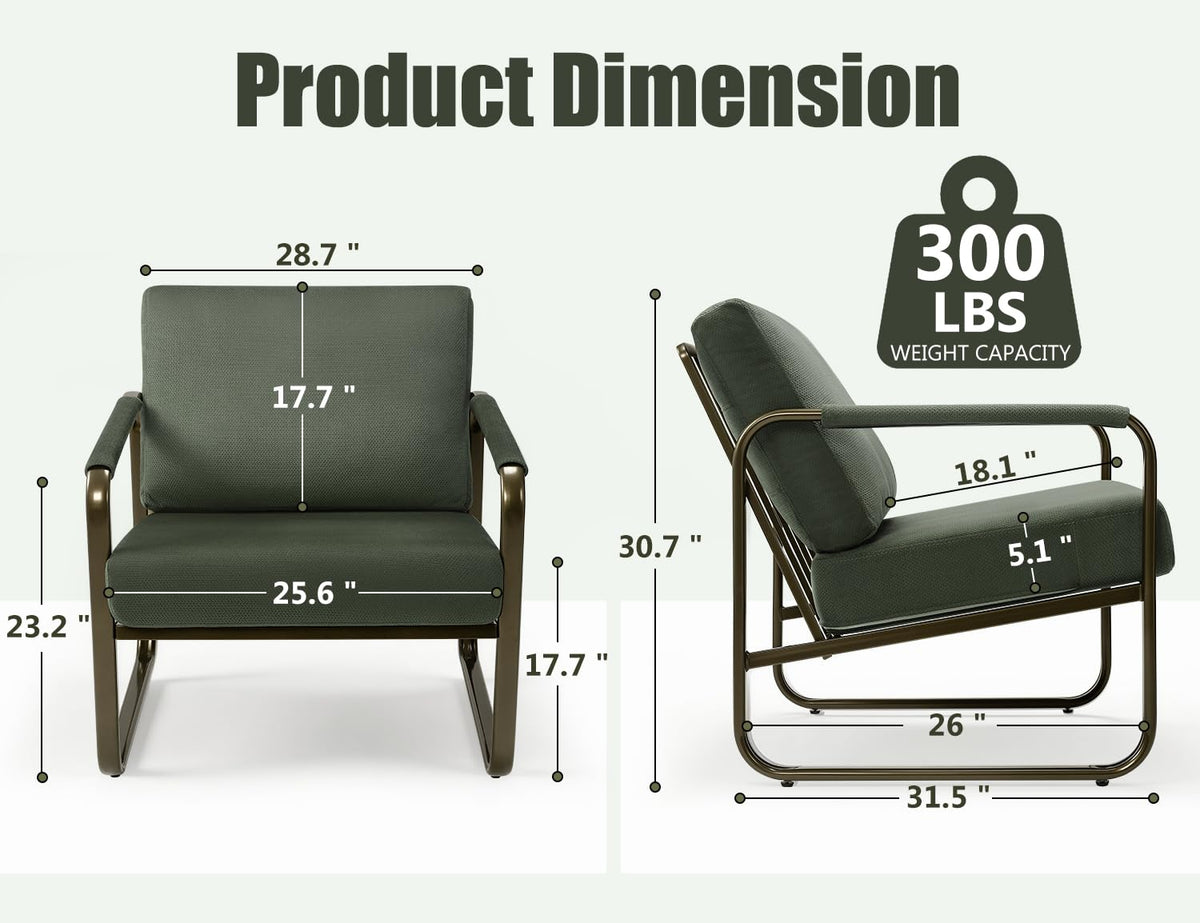 Set of 2 Green Fabric Accent Chair S6613
