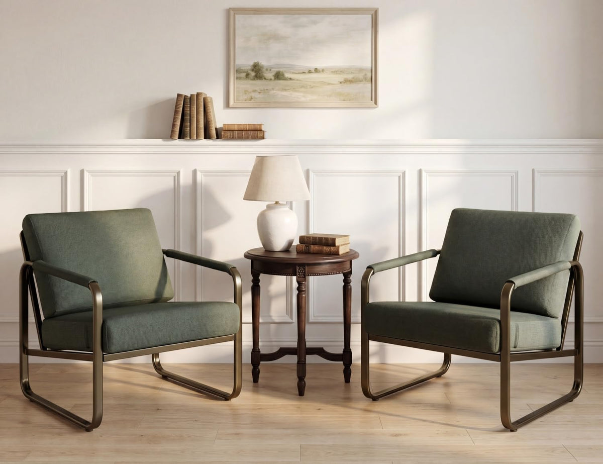 Set of 2 Green Fabric Accent Chair S6613