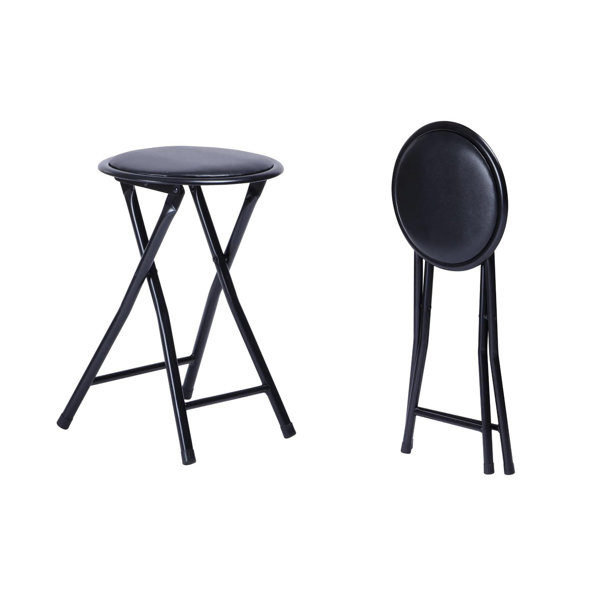 Portable Folding Stools Set of 8, 18-Inch Padded Black R496