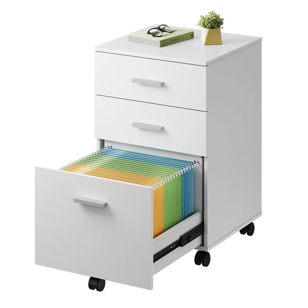 3 Drawer White Wood File Cabinet L6571