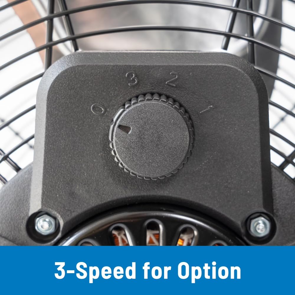 20 Inch 3-Speed Black Metal Floor Fan H891655