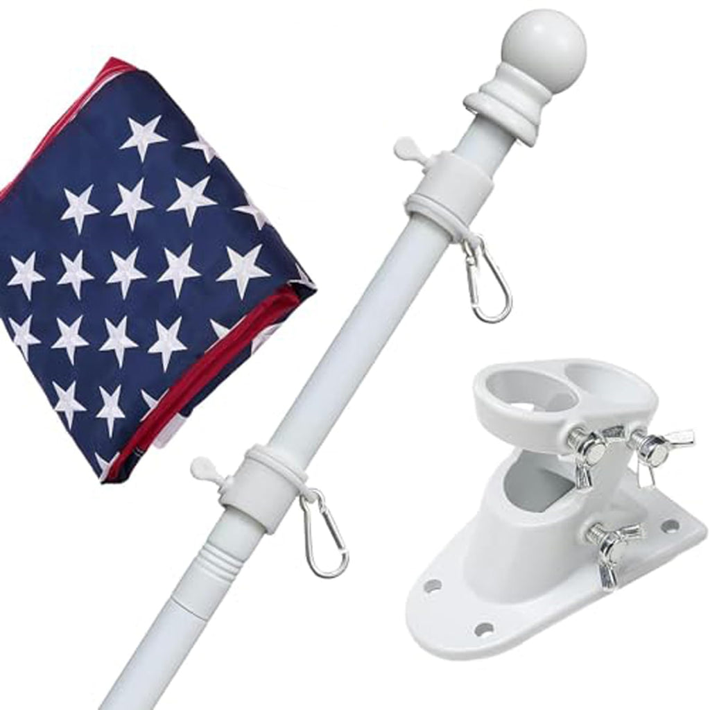 5ft Heavy Duty Tangle Free Flag Pole Kit with 3x5 Embroidered American Flag W522875
