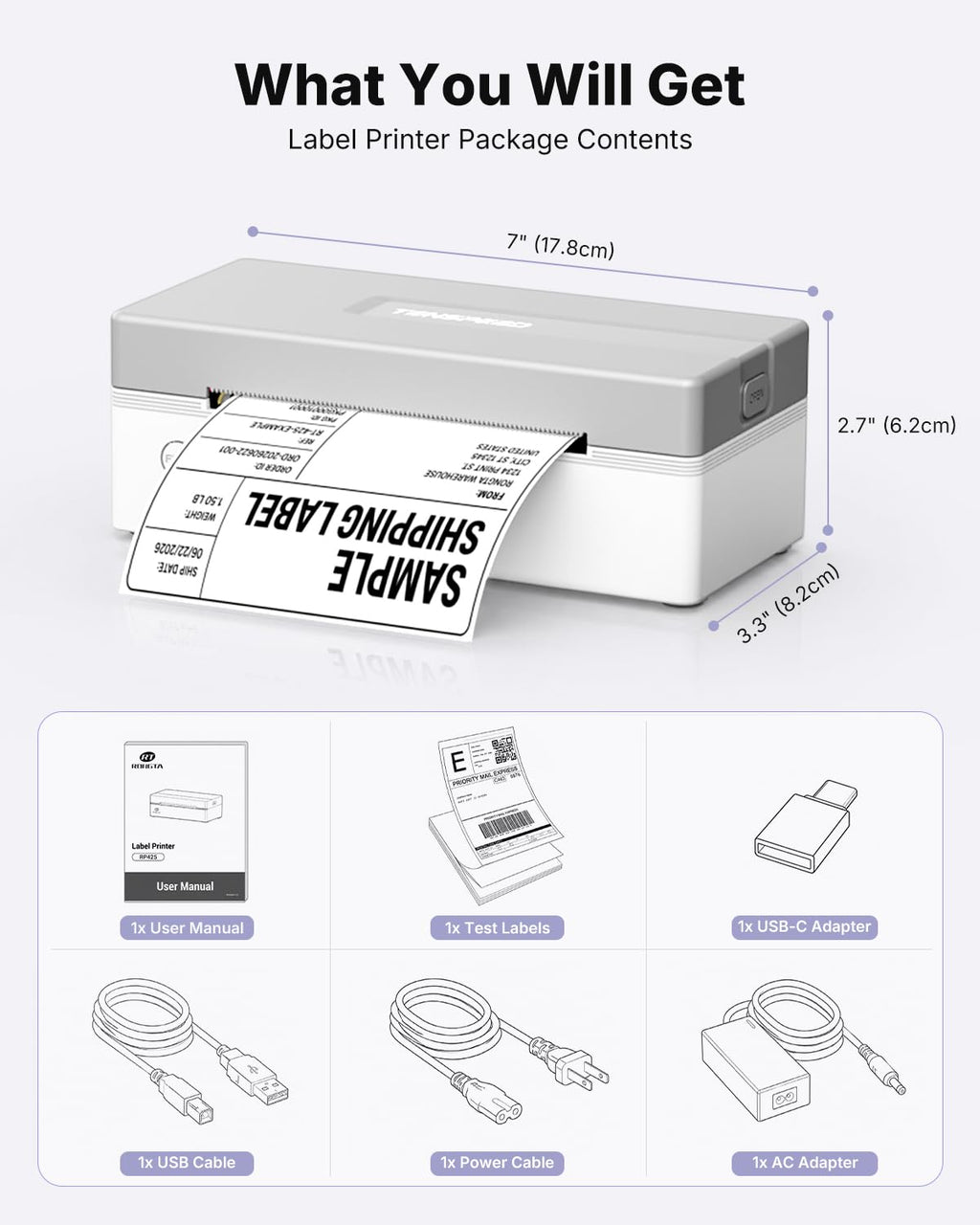 Bluetooth Thermal Shipping Label Printer O3208