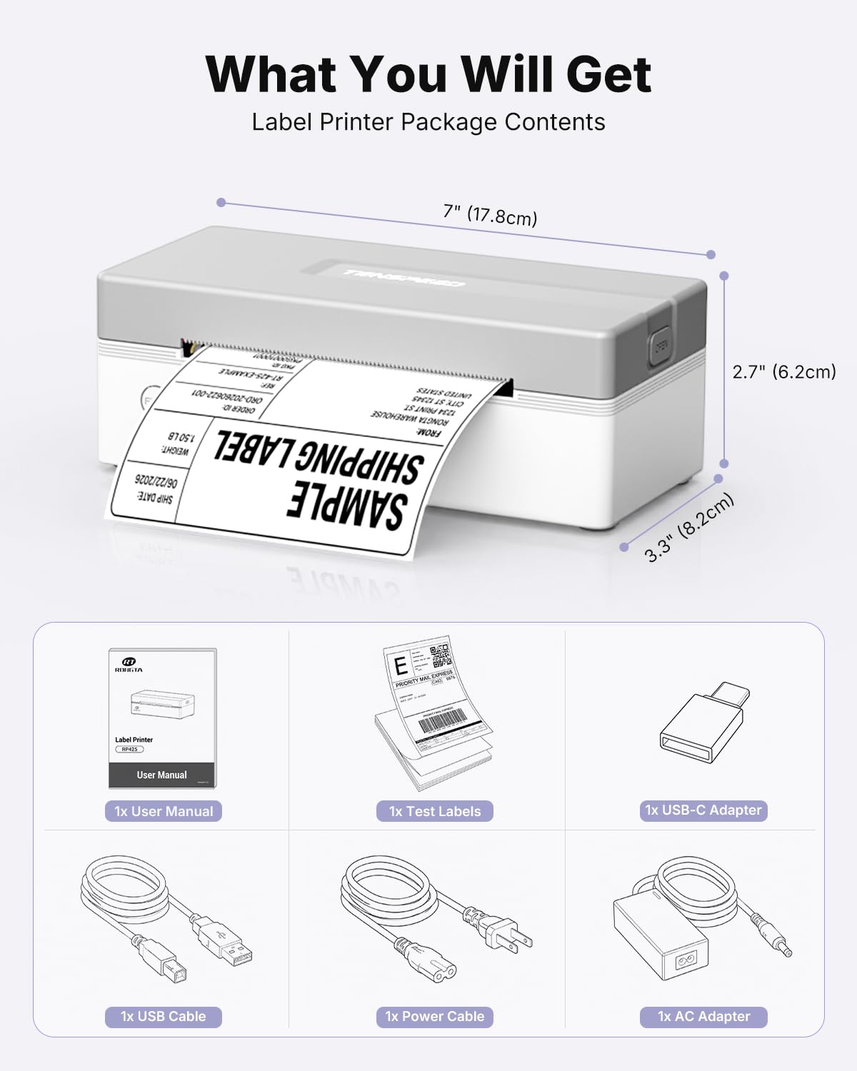 Bluetooth Thermal Shipping Label Printer O3208