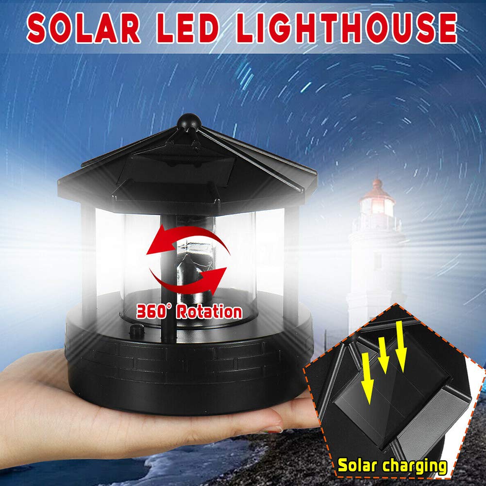 Solar Lighthouse with Rotating LED Light J757