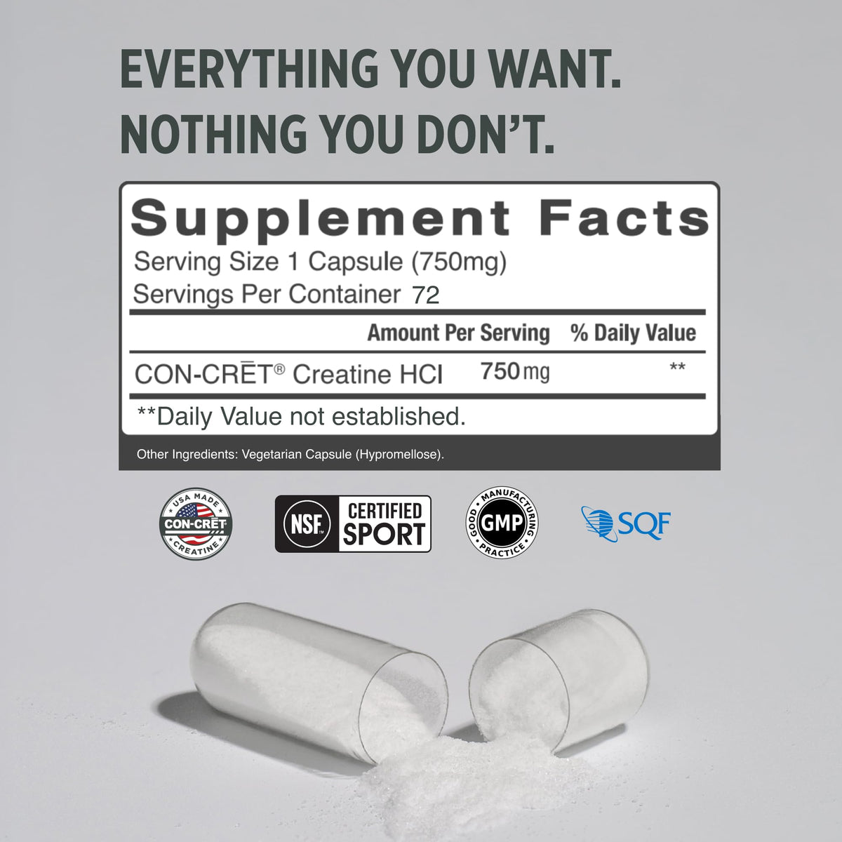 Creatine HCl Capsules 72 Count F80240