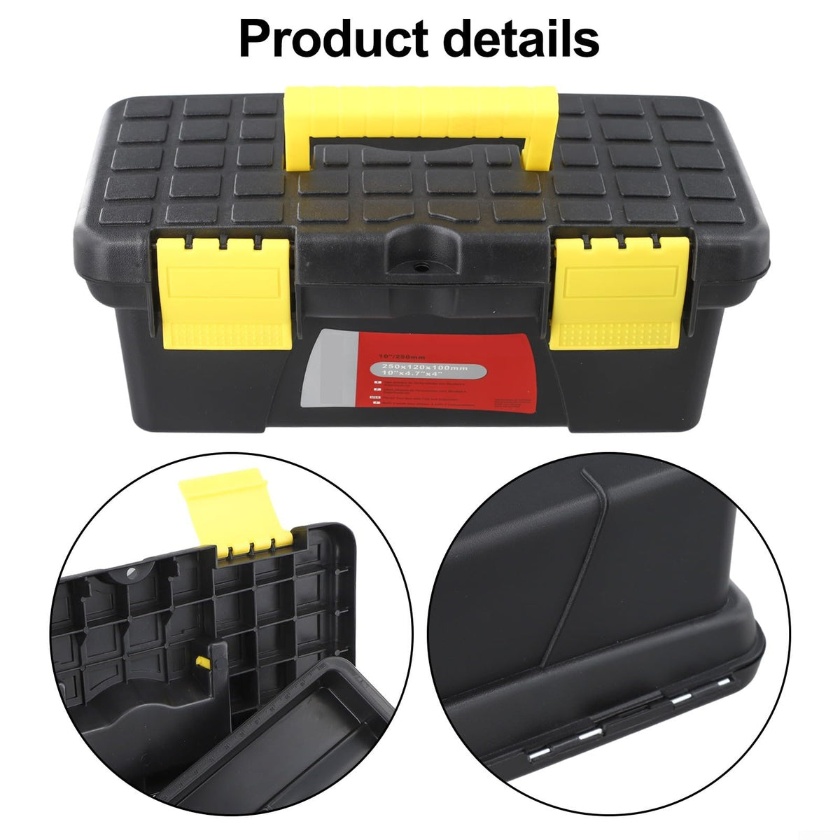 10 Inch Black Plastic Toolbox with Dual Layer Organization L6366