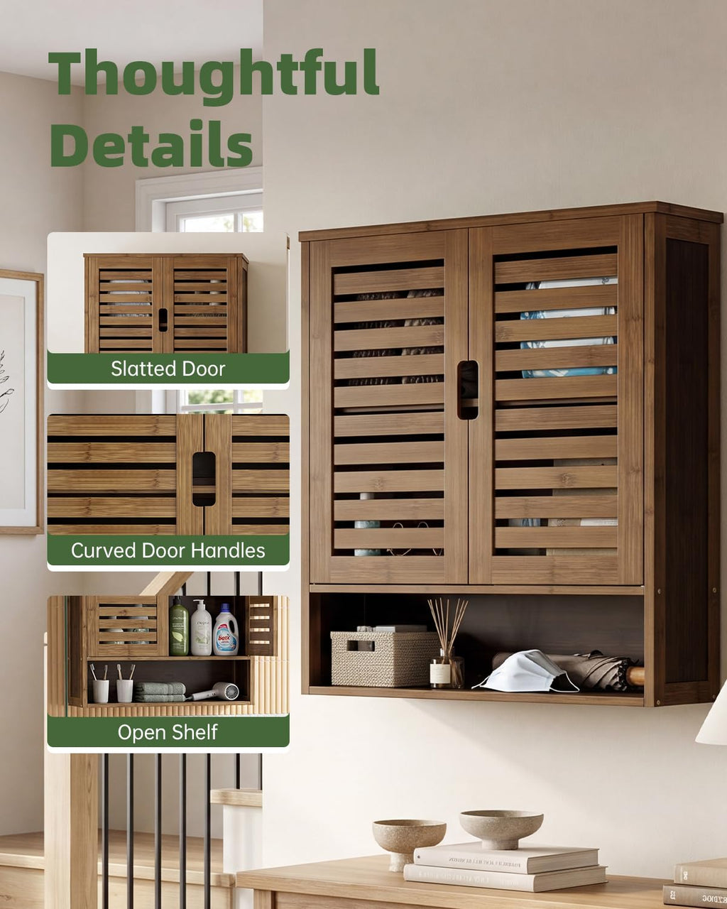 Bamboo Over-The-Toilet Storage Cabinet with 2 Door U761