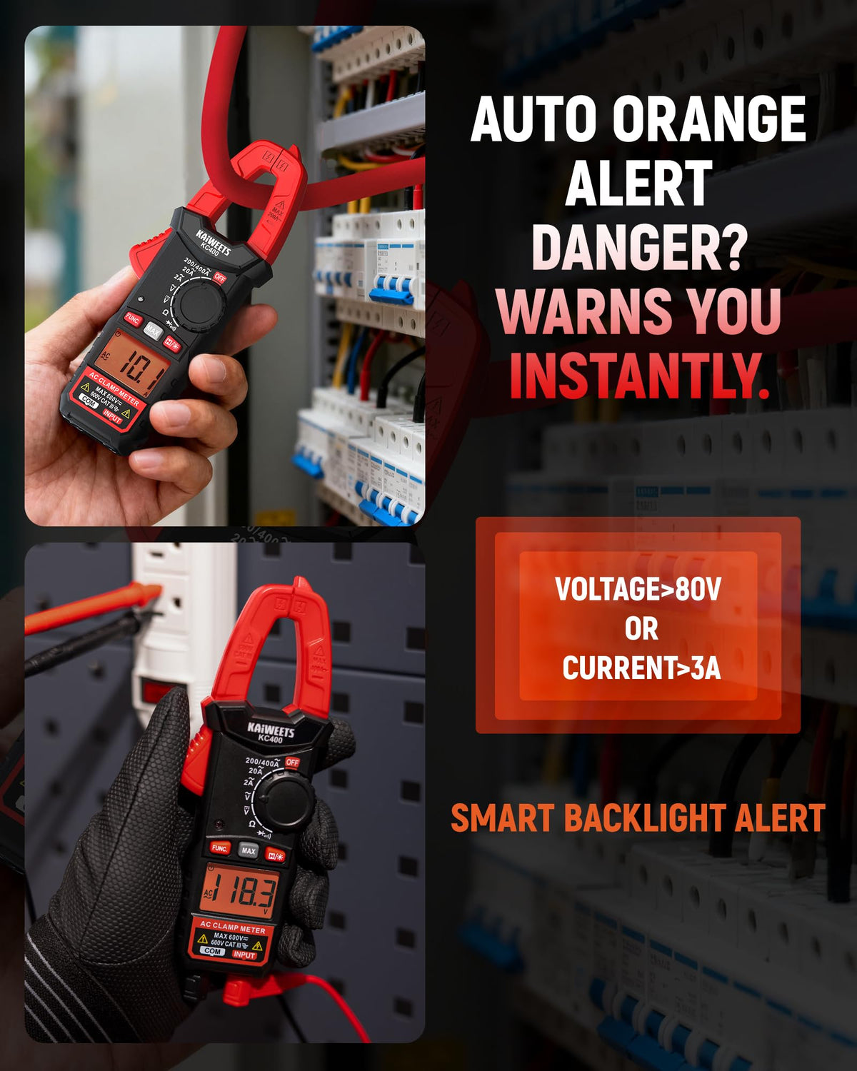Digital Clamp Meter, 2000 Counts, 400A AC Current, 600V AC/DC, Auto Ranging H4334