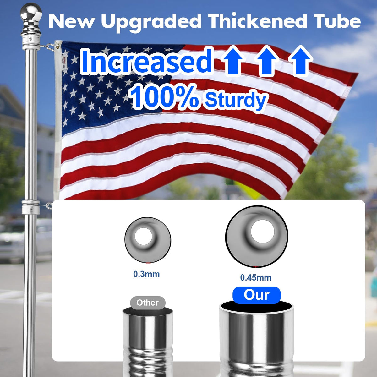 Stainless Steel 6 FT Flag Pole Kit T7453