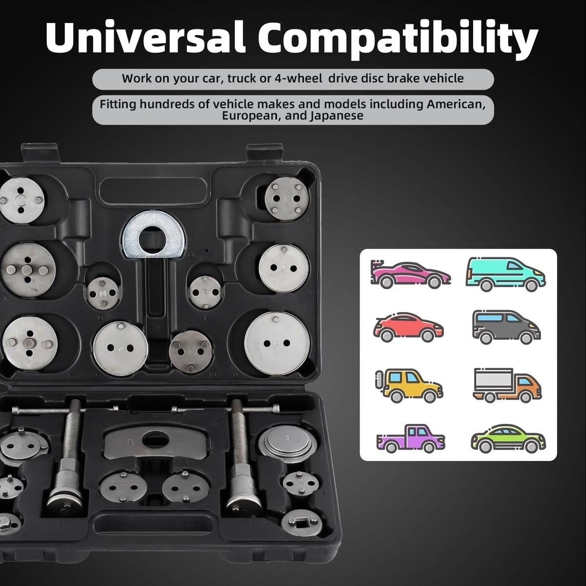 24pcs Disc Brake Caliper Compression Tool Kit A56370